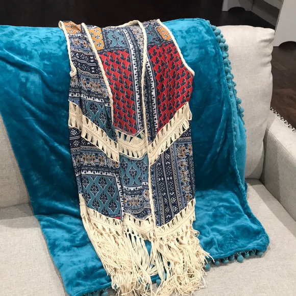 Boho long vest size medium